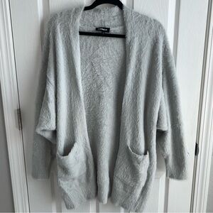 Fuzzy grey express cardigan